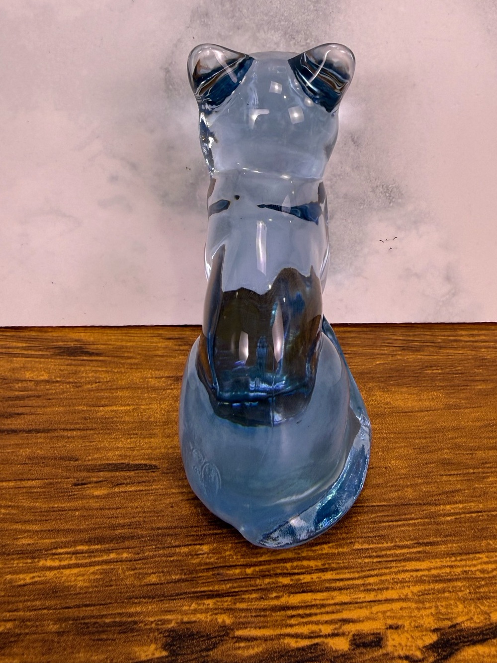 Fenton Curious Snobby Cat #5243 Aqua Blue Art Glass Kitten Figurine Foil Label - Picture 3 of 8